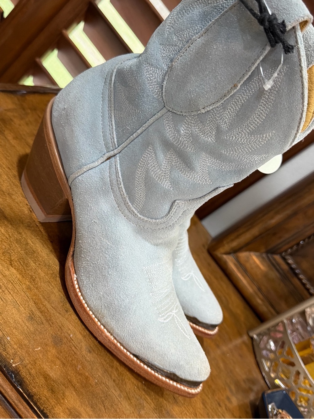 Women’s Gray Suede Western Ankle Boots